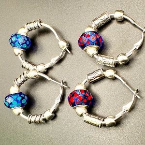 STERLING SILVER PLATED HYPOALLERGENIC EARRINGS (2)pairs